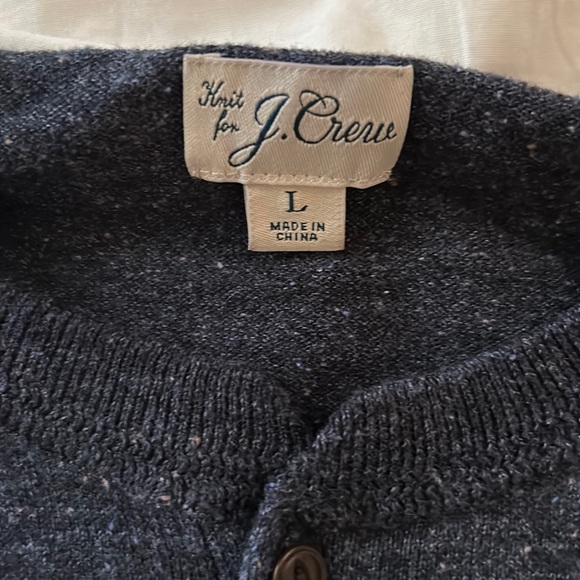 L, J Crew, Charcoal/Black Henley, Cotton/Silk - Picture 1 of 4